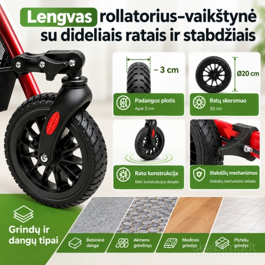 Naujas Rolatorius-vaikštynė su sėdyne ir krepšiu, sulankstomas, senjorams