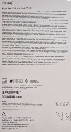 Parduodamas planšetinis kompiuteris iPad Pro 11" M4 Wi-Fi 256GB