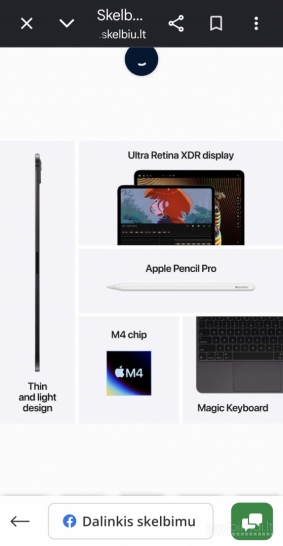 Parduodamas naujas planšetinis kompiuteris iPad Pro 11" M4 Wi-Fi 256GB