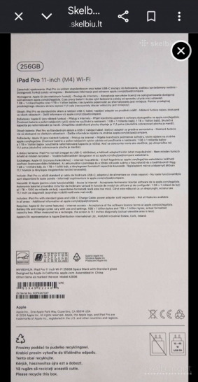 Parduodamas naujas planšetinis kompiuteris iPad Pro 11" M4 Wi-Fi 256GB