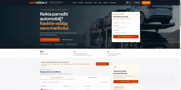 AutoVezejai.lt Paruošta SaaS platforma automobilių pervežimo rinkai