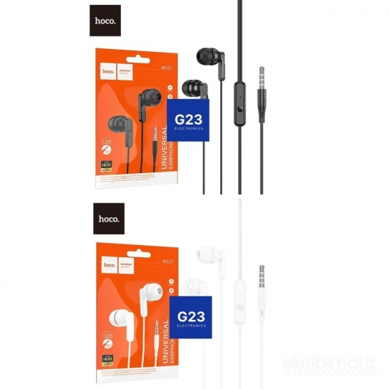 1282 Laidinės ausinės Hoco M121 baltos ir juodos WWW.G23.LT