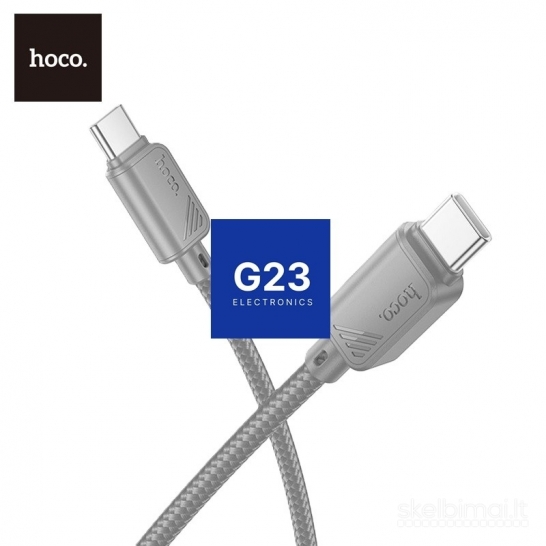 1286 Type-C į Type-C laidas 1 metras 60W Hoco X113 pilkos WWW.G23.LT