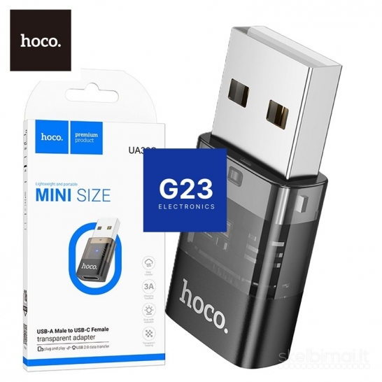 2237 Type-C lizdas į USB 3.0 jungtis Hoco UA36C juodos WWW.G23.LT