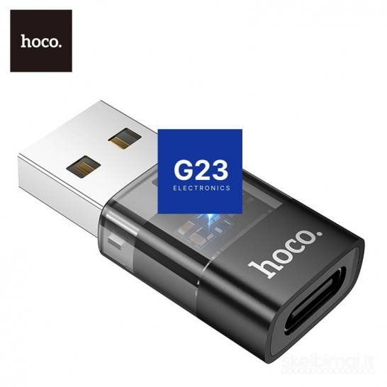 2237 Type-C lizdas į USB 3.0 jungtis Hoco UA36C juodos WWW.G23.LT