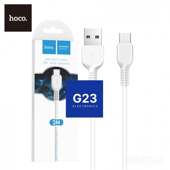 2240 Type-C laidas 2 metrai 3A Hoco X20 baltas WWW.G23.LT