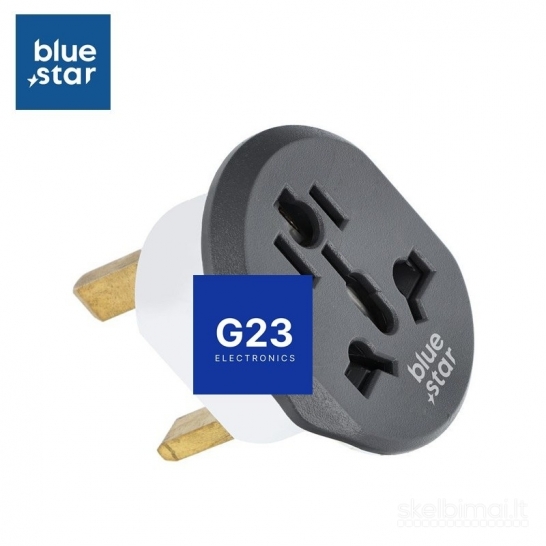 2242 220V tinklo adapteris perėjimas į UK Type G Blue Star WWW.G23.LT