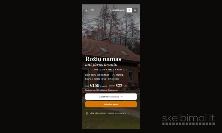 Sukursiu tiesioginių rezervacijų svetainę jūsų nuomojamam namui ar apartamentams