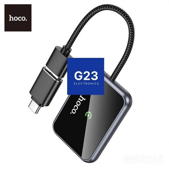 2246 Belaidis CarPlay adapteris Hoco HU1 USB-A USB-C WWW.G23.LT