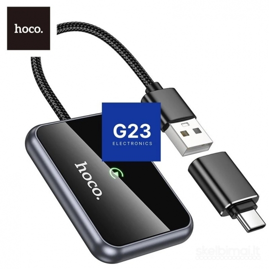 2246 Belaidis CarPlay adapteris Hoco HU1 USB-A USB-C WWW.G23.LT