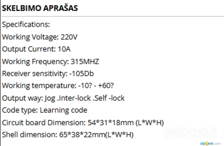 220 V 10 A bevielis valdymas