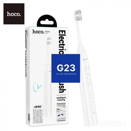 2254 Elektrinis dantų šepetėlis Hoco HP60 baltas WWW.G23.LT