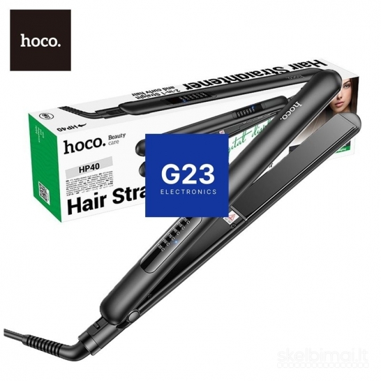 2287 Plaukų tiesinimo ir garbanojimo žnyplės Hoco HP40 juodos WWW.G23.LT
