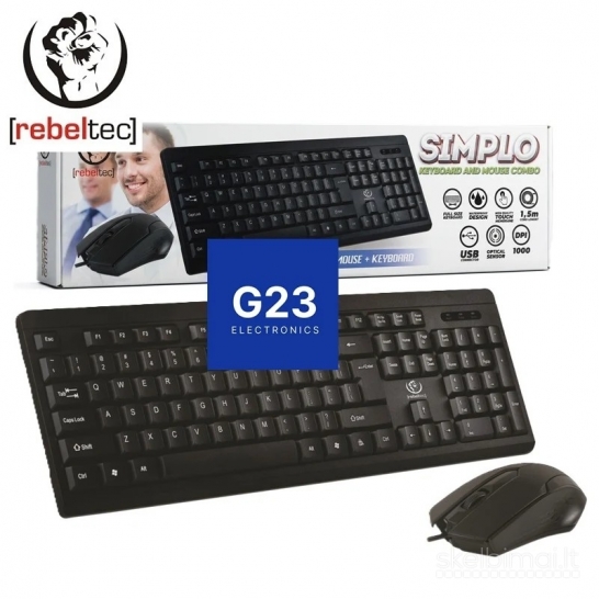 Laidinės klaviatūros ir pelės komplektas RebelTec Simplo WWW.G23.LT