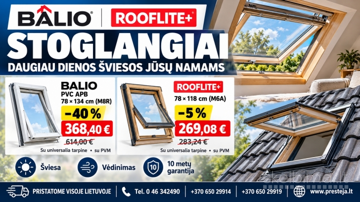 BALIO IR ROOFLITE+ STOGLANGIAI – AKCIJOS