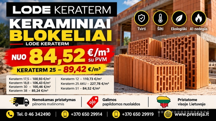 KERAMINIAI BLOKELIAI KERATERM LODE – NUO 84,52 €/m³ SU PVM!